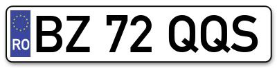 Placuta inmatriculare numar auto  BZ-72-QQS, BZ 72 QQS, BZ72QQS