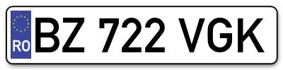 Placuta inmatriculare numar auto  BZ-722-VGK, BZ 722 VGK, BZ722VGK