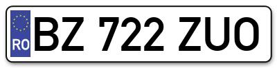 Placuta inmatriculare numar auto  BZ-722-ZUO, BZ 722 ZUO, BZ722ZUO