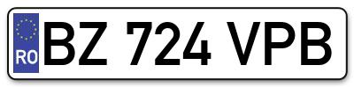 Placuta inmatriculare numar auto  BZ-724-VPB, BZ 724 VPB, BZ724VPB