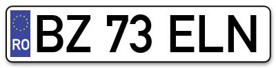 Placuta inmatriculare numar auto  BZ-73-ELN, BZ 73 ELN, BZ73ELN