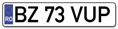 Placuta inmatriculare numar auto  BZ-73-VUP, BZ 73 VUP, BZ73VUP