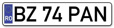 Placuta inmatriculare numar auto  BZ-74-PAN, BZ 74 PAN, BZ74PAN