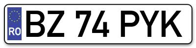Placuta inmatriculare numar auto  BZ-74-PYK, BZ 74 PYK, BZ74PYK
