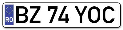 Placuta inmatriculare numar auto  BZ-74-YOC, BZ 74 YOC, BZ74YOC