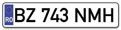 Placuta inmatriculare numar auto  BZ-743-NMH, BZ 743 NMH, BZ743NMH