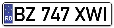 Placuta inmatriculare numar auto  BZ-747-XWI, BZ 747 XWI, BZ747XWI