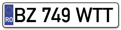 Placuta inmatriculare numar auto  BZ-749-WTT, BZ 749 WTT, BZ749WTT