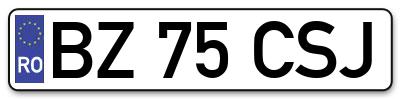 Placuta inmatriculare numar auto  BZ-75-CSJ, BZ 75 CSJ, BZ75CSJ