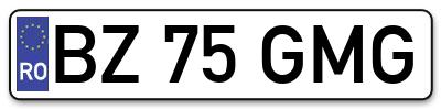 Placuta inmatriculare numar auto  BZ-75-GMG, BZ 75 GMG, BZ75GMG