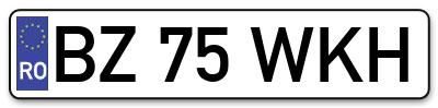 Placuta inmatriculare numar auto  BZ-75-WKH, BZ 75 WKH, BZ75WKH