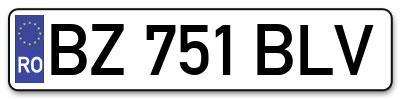 Placuta inmatriculare numar auto  BZ-751-BLV, BZ 751 BLV, BZ751BLV