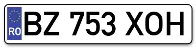 Placuta inmatriculare numar auto  BZ-753-XOH, BZ 753 XOH, BZ753XOH