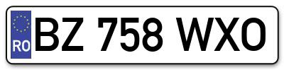 Placuta inmatriculare numar auto  BZ-758-WXO, BZ 758 WXO, BZ758WXO
