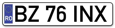 Placuta inmatriculare numar auto  BZ-76-INX, BZ 76 INX, BZ76INX