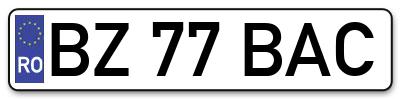 Placuta inmatriculare numar auto  BZ-77-BAC, BZ 77 BAC, BZ77BAC