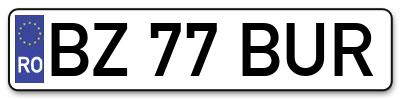 Placuta inmatriculare numar auto  BZ-77-BUR, BZ 77 BUR, BZ77BUR