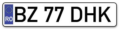 Placuta inmatriculare numar auto  BZ-77-DHK, BZ 77 DHK, BZ77DHK