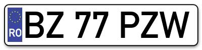 Placuta inmatriculare numar auto  BZ-77-PZW, BZ 77 PZW, BZ77PZW