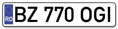 Placuta inmatriculare numar auto  BZ-770-OGI, BZ 770 OGI, BZ770OGI