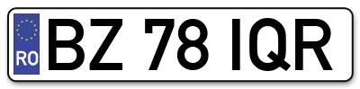 Placuta inmatriculare numar auto  BZ-78-IQR, BZ 78 IQR, BZ78IQR