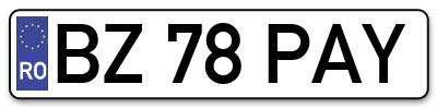 Placuta inmatriculare numar auto  BZ-78-PAY, BZ 78 PAY, BZ78PAY