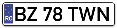 Placuta inmatriculare numar auto  BZ-78-TWN, BZ 78 TWN, BZ78TWN