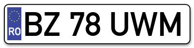 Placuta inmatriculare numar auto  BZ-78-UWM, BZ 78 UWM, BZ78UWM