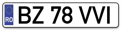 Placuta inmatriculare numar auto  BZ-78-VVI, BZ 78 VVI, BZ78VVI