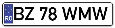 Placuta inmatriculare numar auto  BZ-78-WMW, BZ 78 WMW, BZ78WMW