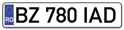 Placuta inmatriculare numar auto  BZ-780-IAD, BZ 780 IAD, BZ780IAD