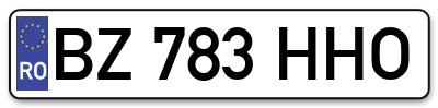 Placuta inmatriculare numar auto  BZ-783-HHO, BZ 783 HHO, BZ783HHO