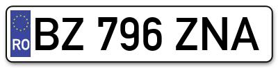 Placuta inmatriculare numar auto  BZ-796-ZNA, BZ 796 ZNA, BZ796ZNA