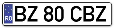 Placuta inmatriculare numar auto  BZ-80-CBZ, BZ 80 CBZ, BZ80CBZ