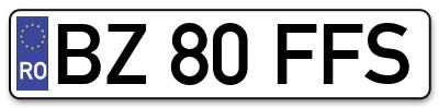 Placuta inmatriculare numar auto  BZ-80-FFS, BZ 80 FFS, BZ80FFS