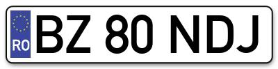 Placuta inmatriculare numar auto  BZ-80-NDJ, BZ 80 NDJ, BZ80NDJ