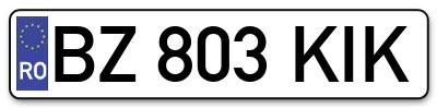 Placuta inmatriculare numar auto  BZ-803-KIK, BZ 803 KIK, BZ803KIK