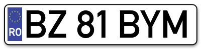 Placuta inmatriculare numar auto  BZ-81-BYM, BZ 81 BYM, BZ81BYM