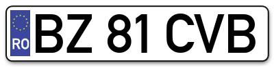 Placuta inmatriculare numar auto  BZ-81-CVB, BZ 81 CVB, BZ81CVB