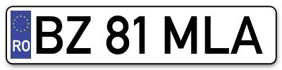 Placuta inmatriculare numar auto  BZ-81-MLA, BZ 81 MLA, BZ81MLA
