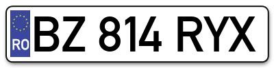 Placuta inmatriculare numar auto  BZ-814-RYX, BZ 814 RYX, BZ814RYX