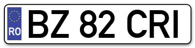 Placuta inmatriculare numar auto  BZ-82-CRI, BZ 82 CRI, BZ82CRI