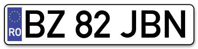 Placuta inmatriculare numar auto  BZ-82-JBN, BZ 82 JBN, BZ82JBN