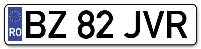 Placuta inmatriculare numar auto  BZ-82-JVR, BZ 82 JVR, BZ82JVR