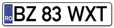 Placuta inmatriculare numar auto  BZ-83-WXT, BZ 83 WXT, BZ83WXT