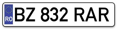 Placuta inmatriculare numar auto  BZ-832-RAR, BZ 832 RAR, BZ832RAR