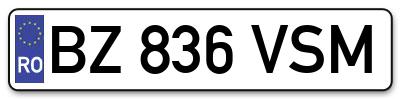 Placuta inmatriculare numar auto  BZ-836-VSM, BZ 836 VSM, BZ836VSM