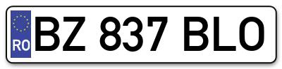 Placuta inmatriculare numar auto  BZ-837-BLO, BZ 837 BLO, BZ837BLO