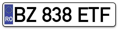 Placuta inmatriculare numar auto  BZ-838-ETF, BZ 838 ETF, BZ838ETF