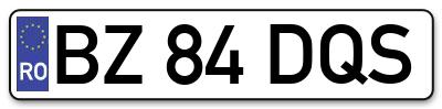 Placuta inmatriculare numar auto  BZ-84-DQS, BZ 84 DQS, BZ84DQS